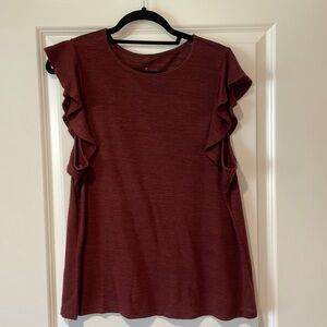 A New Day Flutter Sleeve Wine Colored Top